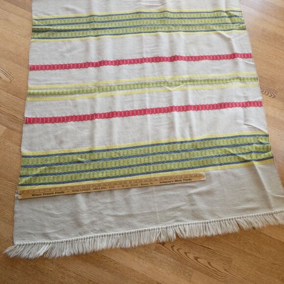 Hand Woven Wool Throw Blanket 52x62 Colorful Stripes Scandinavian MCM Boho - Picture 8 of 8